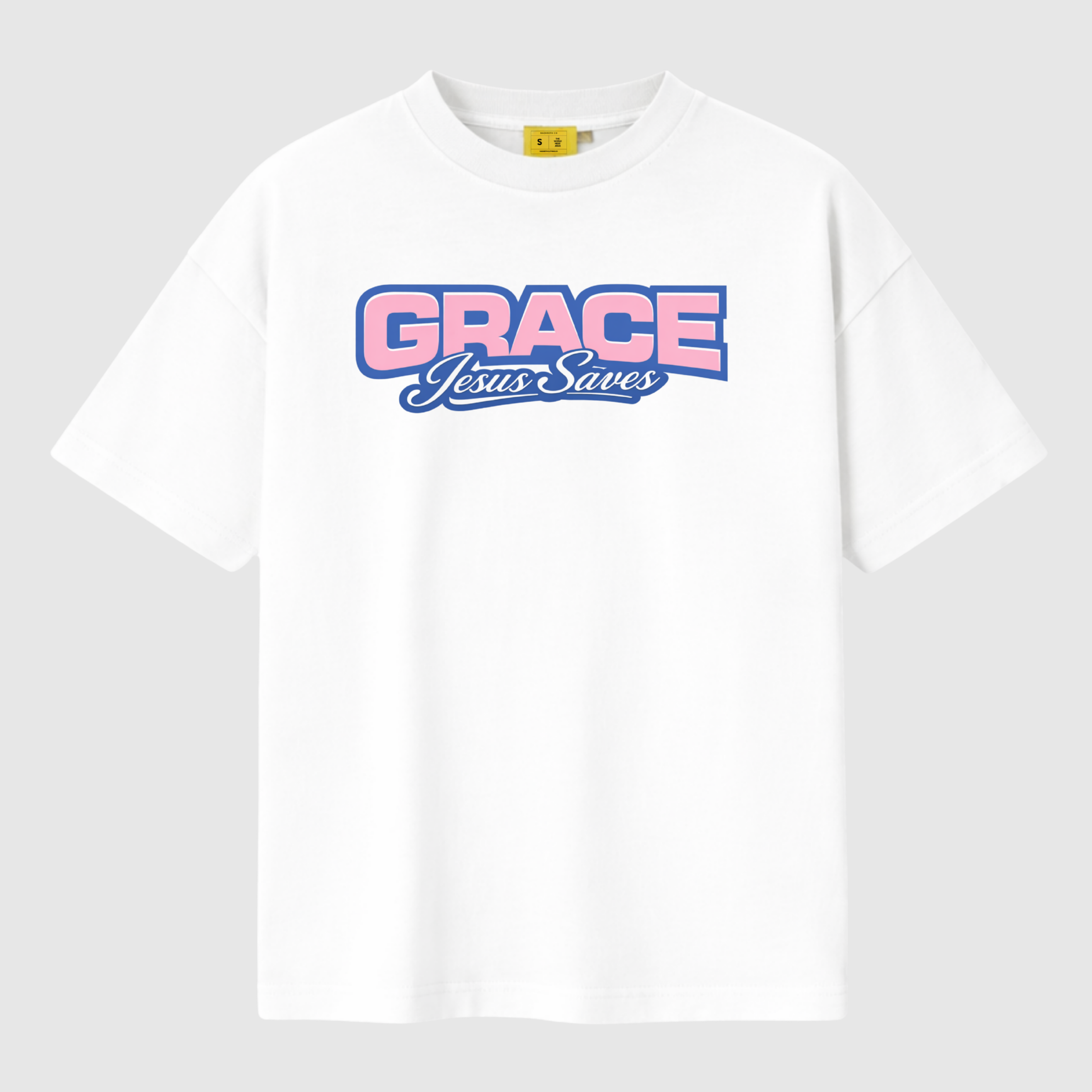 GRACE / JESUS SAVES T-SHIRT – WHITE