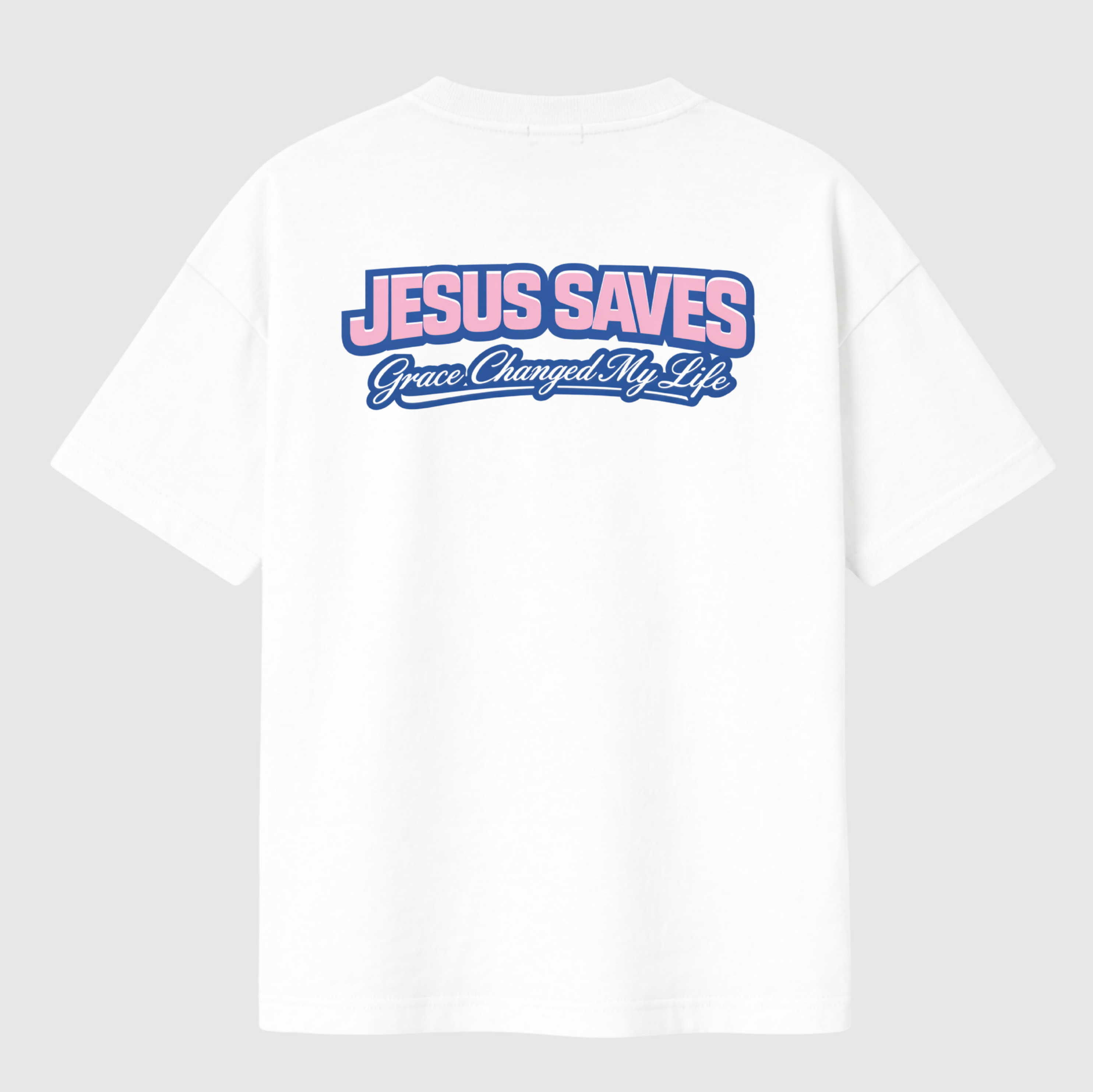 GRACE / JESUS SAVES T-SHIRT – WHITE