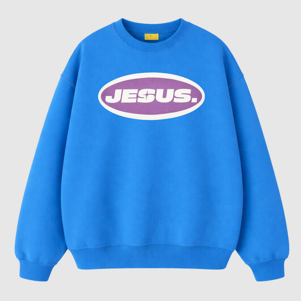“JESUS.” Crewneck (Blue)